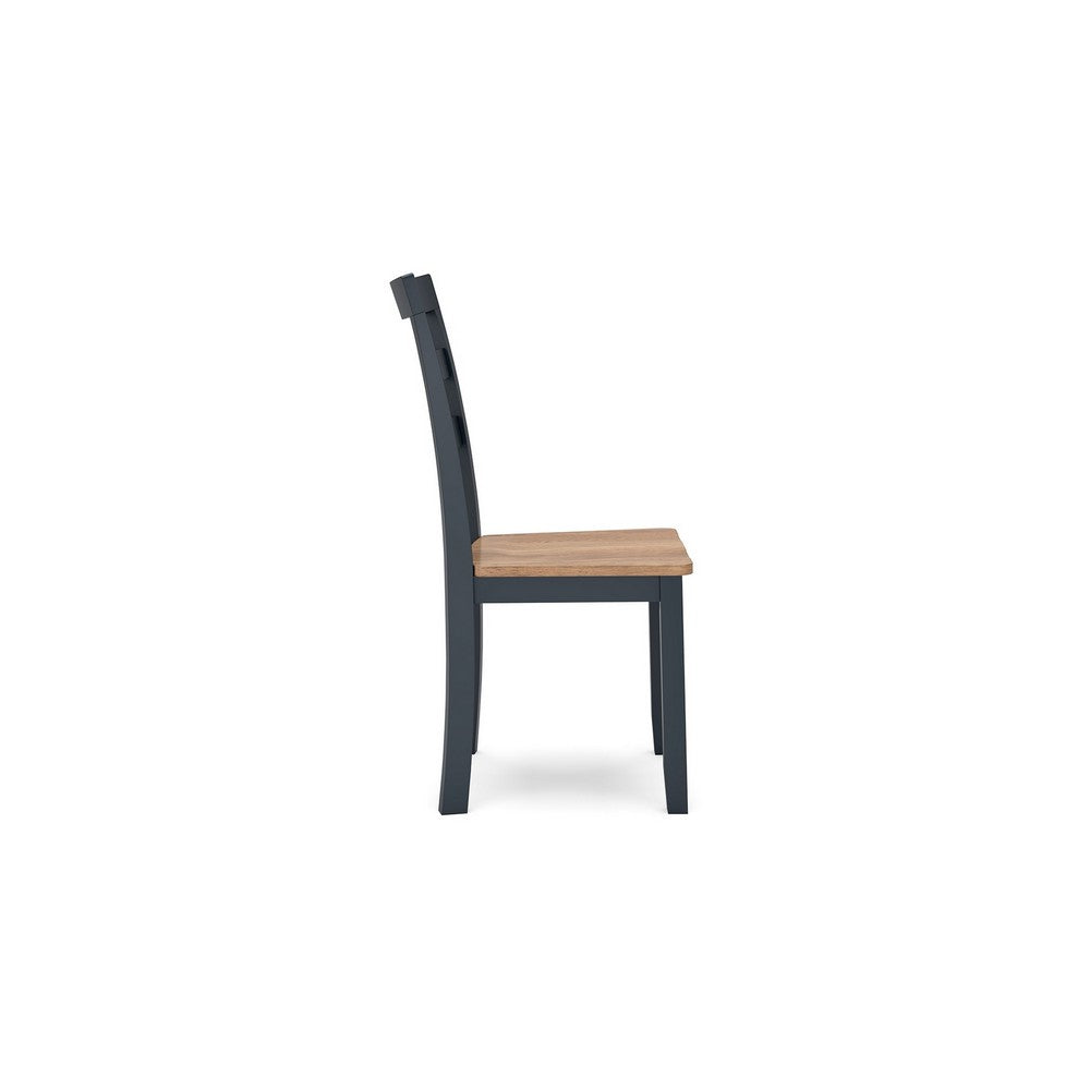 Ashley Gasy Dining Side Chair Set of 2 | Dark Blue Solid Wood Brown Seat