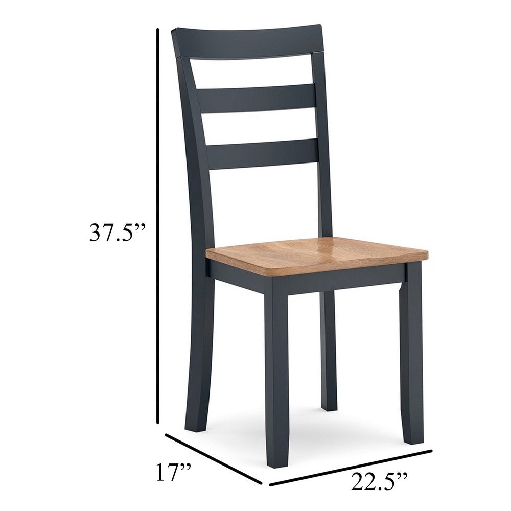 Ashley Gasy Dining Side Chair Set of 2 | Dark Blue Solid Wood Brown Seat