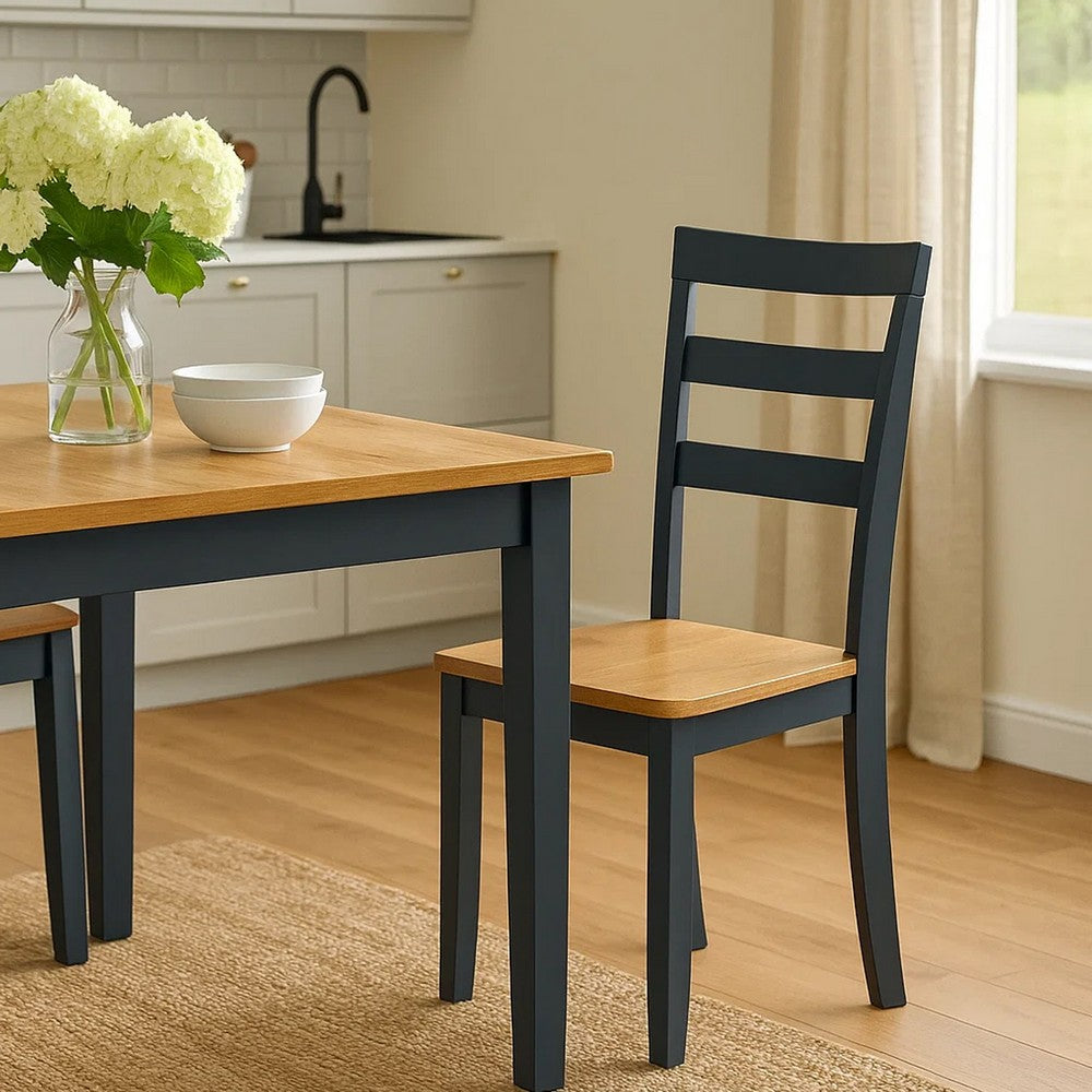 Ashley Gasy Dining Side Chair Set of 2 | Dark Blue Solid Wood Brown Seat