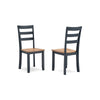 Ashley Gasy Dining Side Chair Set of 2 | Dark Blue Solid Wood Brown Seat