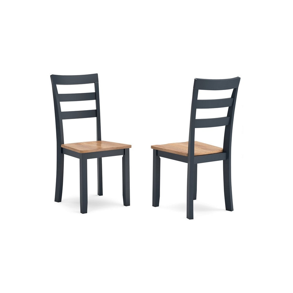 Ashley Gasy Dining Side Chair Set of 2 | Dark Blue Solid Wood Brown Seat