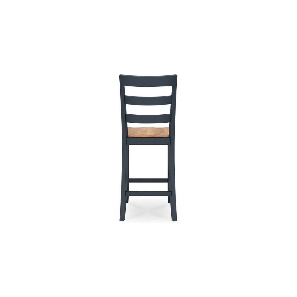 Ashley Gasy Counter Height Chair Set of 2 | Dark Blue Solid Wood | Brown Seat BM328089