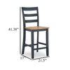 Ashley Gasy Counter Height Chair Set of 2 | Dark Blue Solid Wood | Brown Seat BM328089