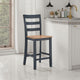 Ashley Gasy Counter Height Chair Set of 2 | Dark Blue Solid Wood | Brown Seat