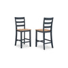Ashley Gasy Counter Height Chair Set of 2 | Dark Blue Solid Wood | Brown Seat BM328089