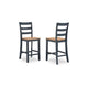 Ashley Gasy Counter Height Chair Set of 2 | Dark Blue Solid Wood | Brown Seat BM328089