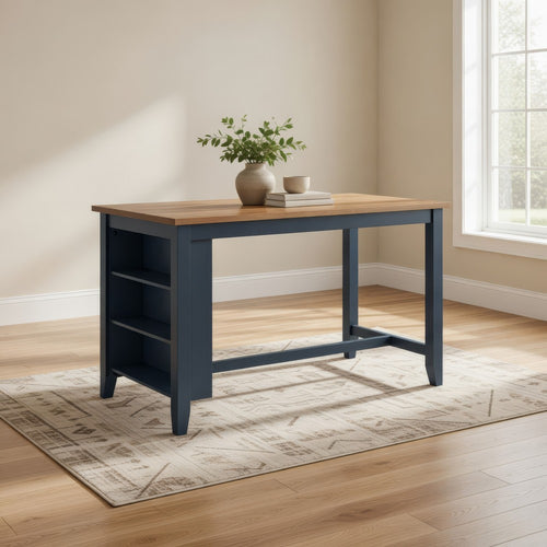 Ashley Gasy Counter Height Dining Table | 60" | Dark Blue Brown Mango Wood