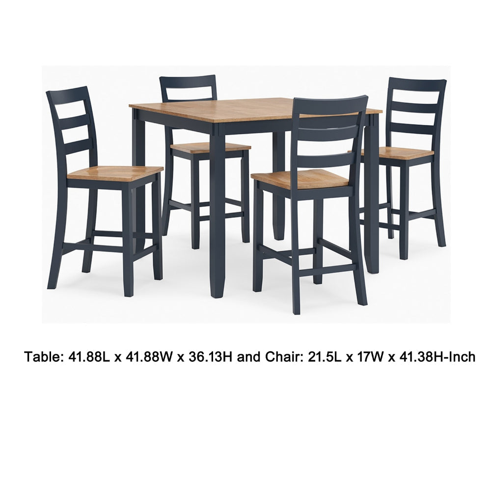 Ashley Gasy Counter Height Dining Table Set with 4 Chairs | Blue Brown Wood BM328091