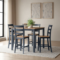 Ashley Gasy Counter Height Dining Table Set with 4 Chairs | Blue, Brown Wood