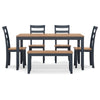 Ashley Gasy Dining Table Set with 4 Chairs and 1 Bench | Dark Blue and Brown BM328092