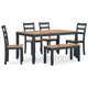 Ashley Gasy Dining Table Set with 4 Chairs and 1 Bench | Dark Blue and Brown