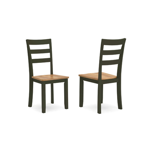 Ashley Gasy Dining Side Chair Set of 2 | Dark Green Solid Wood | Contoured