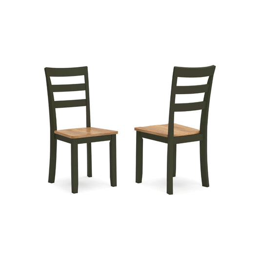 Ashley Gasy Dining Side Chair Set of 2 | Dark Green Solid Wood | Contoured