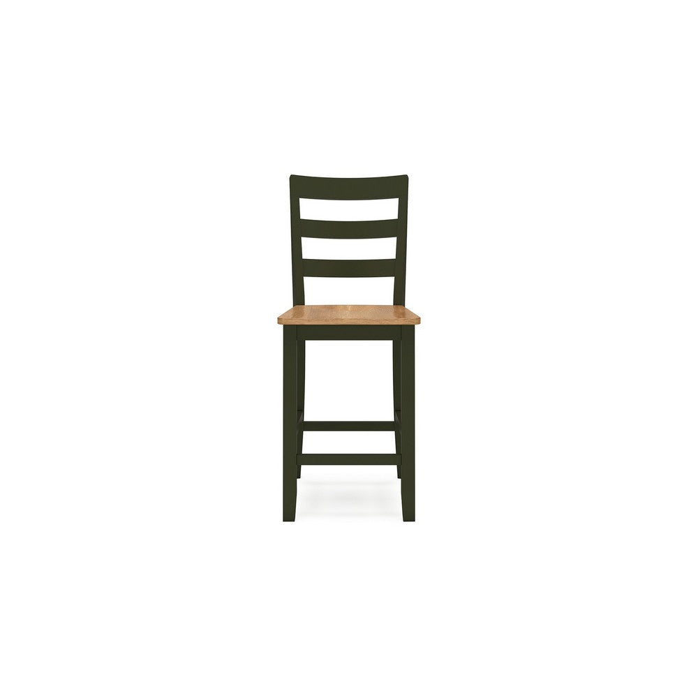 Ashley Gasy Counter Height Chair Set of 2 | Dark Green Solid Wood | Brown BM328094