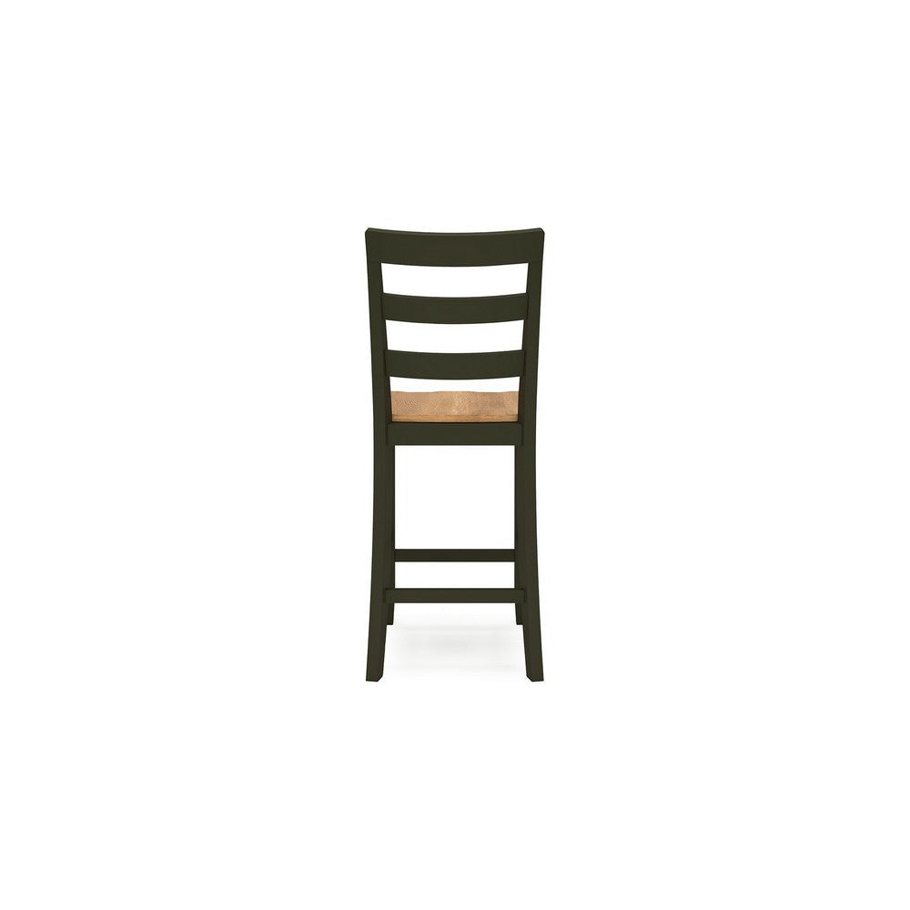 Ashley Gasy Counter Height Chair Set of 2 | Dark Green Solid Wood | Brown BM328094