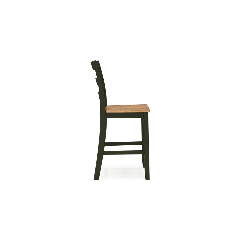 Ashley Gasy Counter Height Chair Set of 2 | Dark Green Solid Wood | Brown BM328094