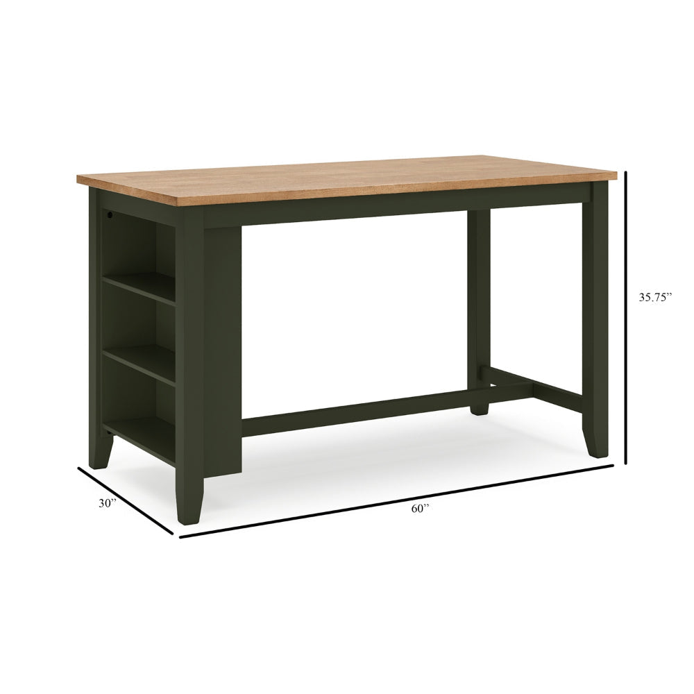 Ashley Gasy Counter Height Dining Table | 60’’ | Dark Green Mango Wood | Brown BM328095