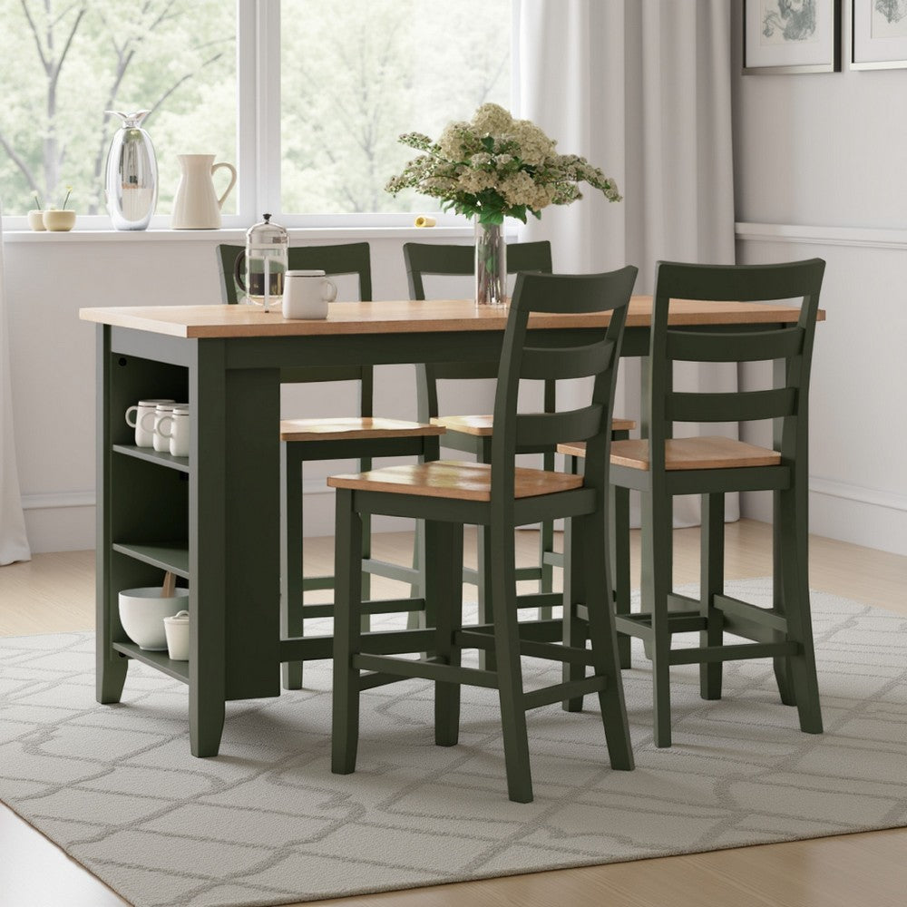 Ashley Gasy Counter Height Dining Table | 60" | Dark Green Mango Wood | Brown