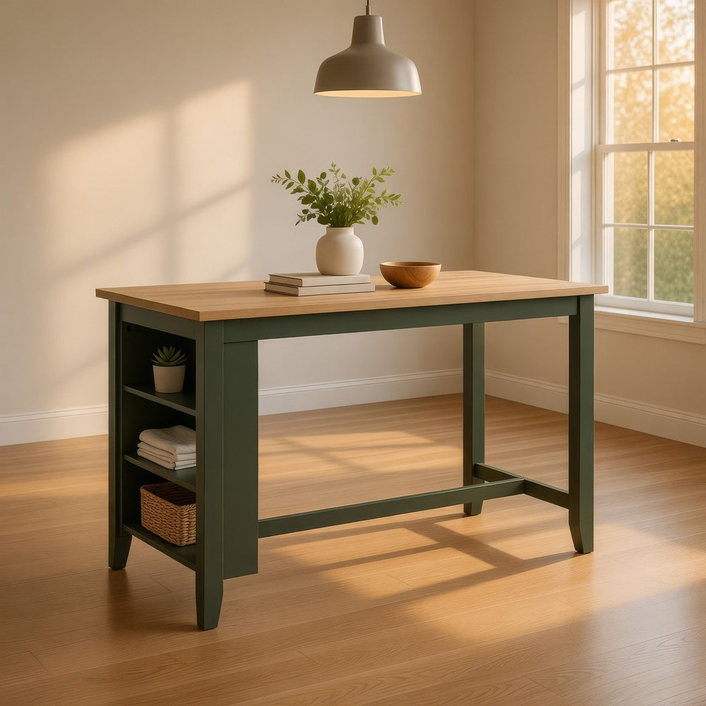 Ashley Gasy Counter Height Dining Table | 60" | Dark Green Mango Wood | Brown