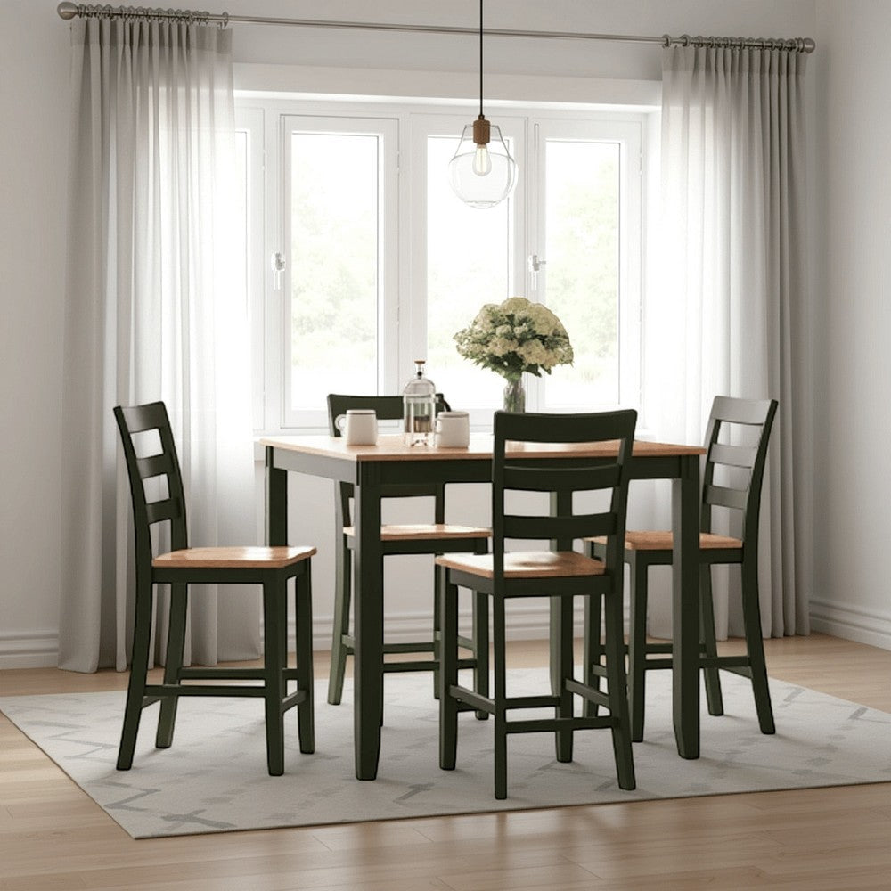 Ashley Gasy Counter Height Dining Table Set | 4 Chairs | Green Wood | Brown BM328096