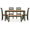 Ashley Gasy Dining Table Set with 4 Chairs 1 Bench | Dark Green Wood | Brown BM328097