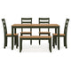 Ashley Gasy Dining Table Set with 4 Chairs 1 Bench | Dark Green Wood | Brown BM328097