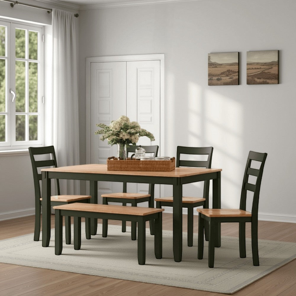 Ashley Gasy Dining Table Set with 4 Chairs 1 Bench | Dark Green Wood | Brown BM328097
