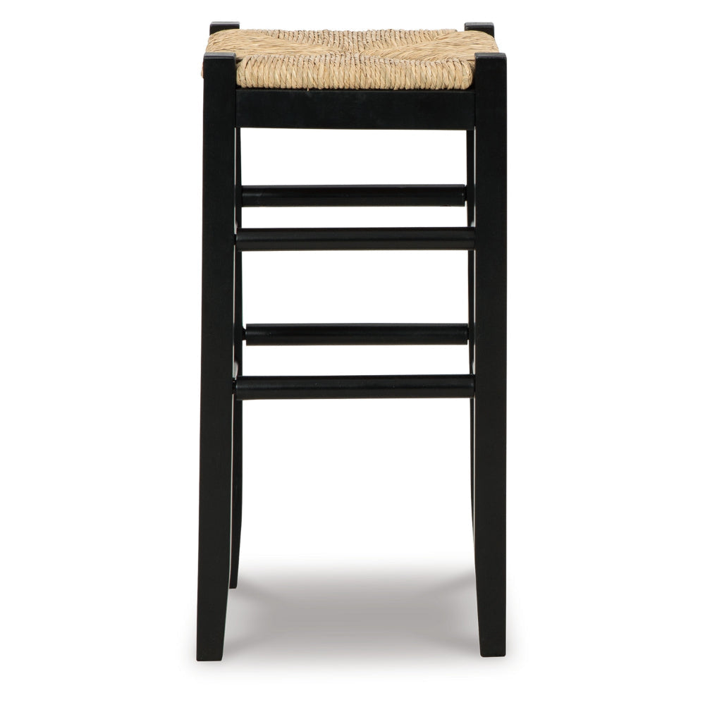 Ashley Anya Bar Height Stool | Woven Seagrass Seat | 30’’ | Black Wood Frame BM328099