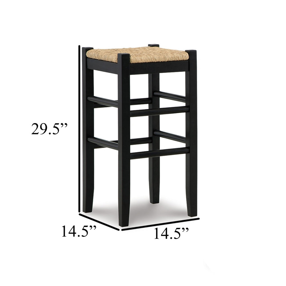 Ashley Anya Bar Height Stool | Woven Seagrass Seat | 30’’ | Black Wood Frame BM328099
