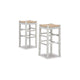 Ashley Anya Bar Height Stool Set of 2 | Brown Woven Seat | 30" Rustic White