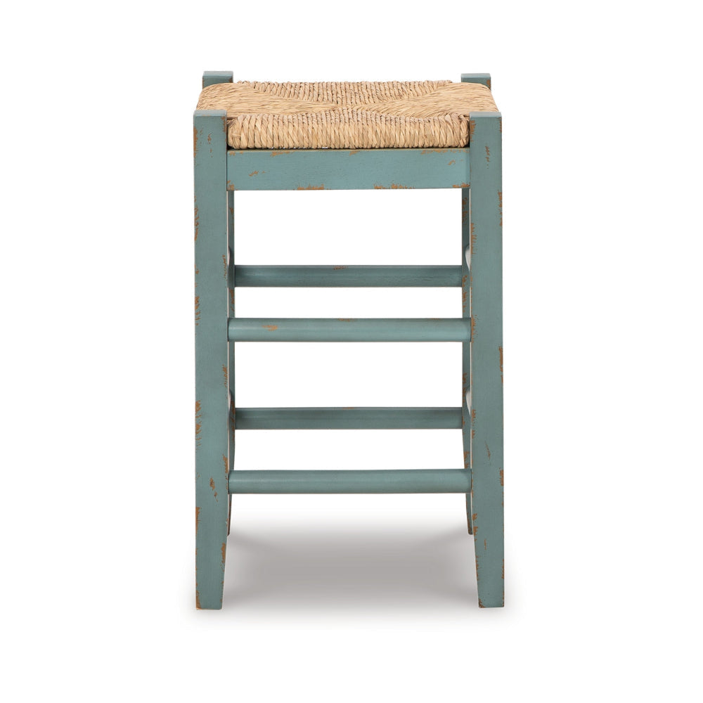 Ashley Anya Counter Height Stool Set of 2 | Brown Woven | 23’’ Rustic Blue BM328102