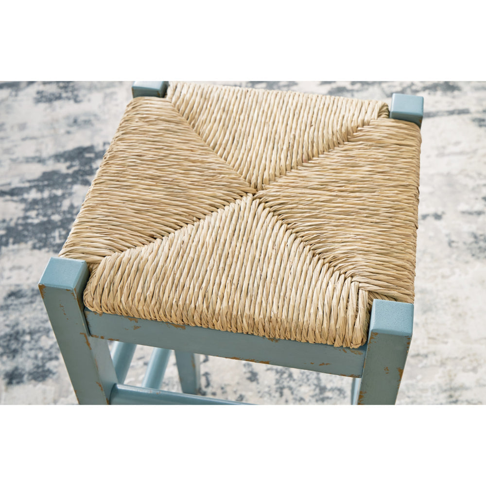 Ashley Anya Counter Height Stool Set of 2 | Brown Woven | 23’’ Rustic Blue BM328102
