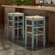Ashley Anya Bar Height Stool Set of 2 | Brown Woven Seat | 30’’ Rustic Blue BM328103