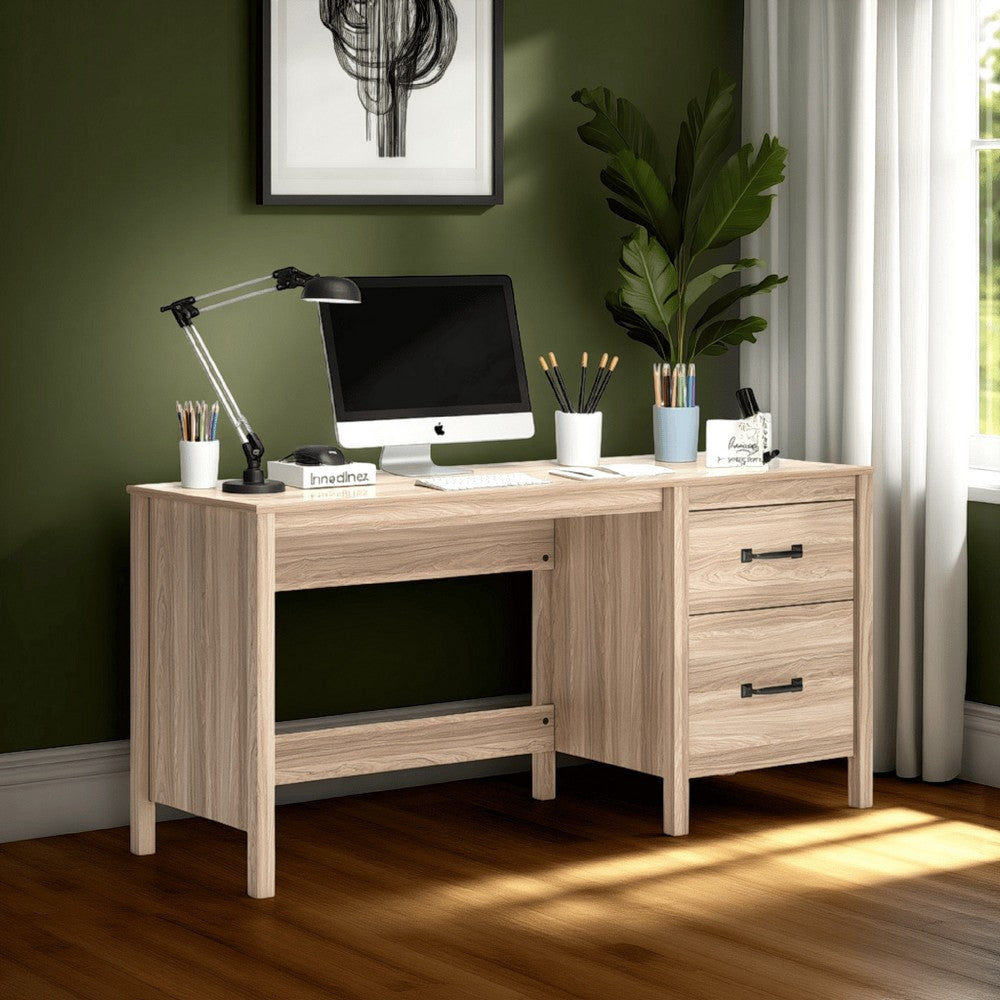 Ashley Bette Home Office Desk | 60" Rectangular Brown Top w Side Cabinet