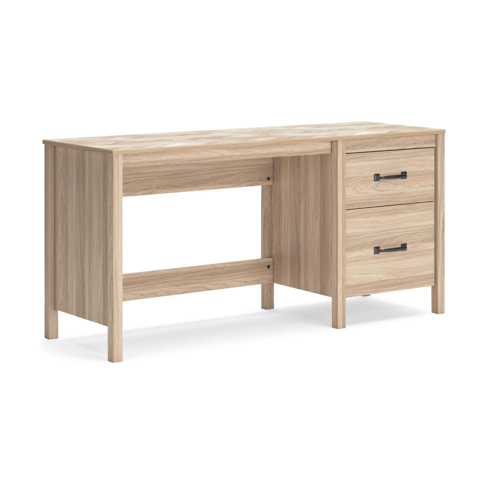 Ashley Bette Home Office Desk | 60" Rectangular Brown Top w Side Cabinet