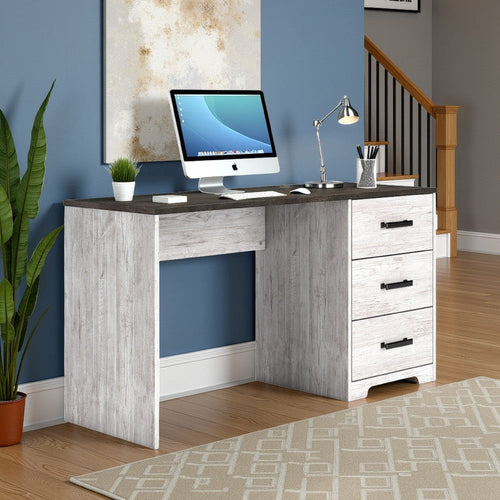 Ashley Shawn Home Office Desk | 54" Rectangular Top w Side Drawers | Gray