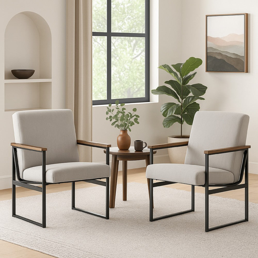 Ashley Tey Home Office Chair | Gray Padded Seat and Back | Black Metal Frame