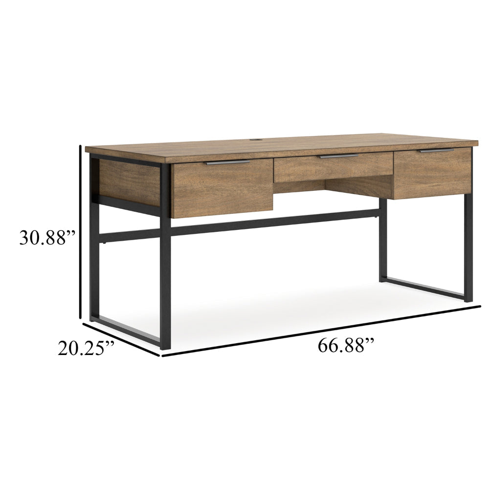 Ashley Tey Home Office Desk | 3 Storage Drawers | Light Brown Wood | 67’’ Top BM328118