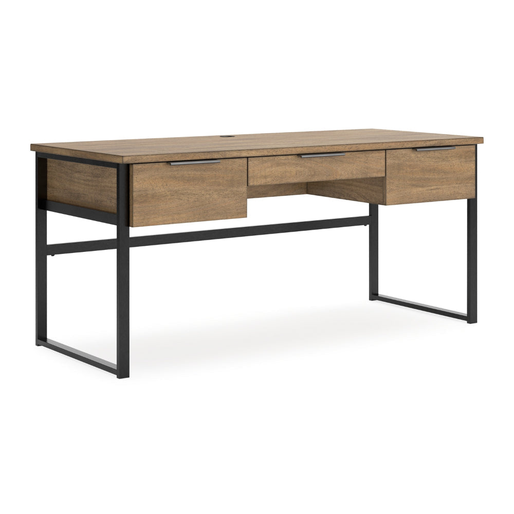 Ashley Tey Home Office Desk | 3 Storage Drawers | Light Brown Wood | 67" Top