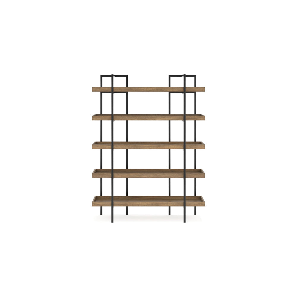 Ashley Tey Bookcase | 5 Display Shelves | Brown Mango Wood | Gray Metal Frame BM328119