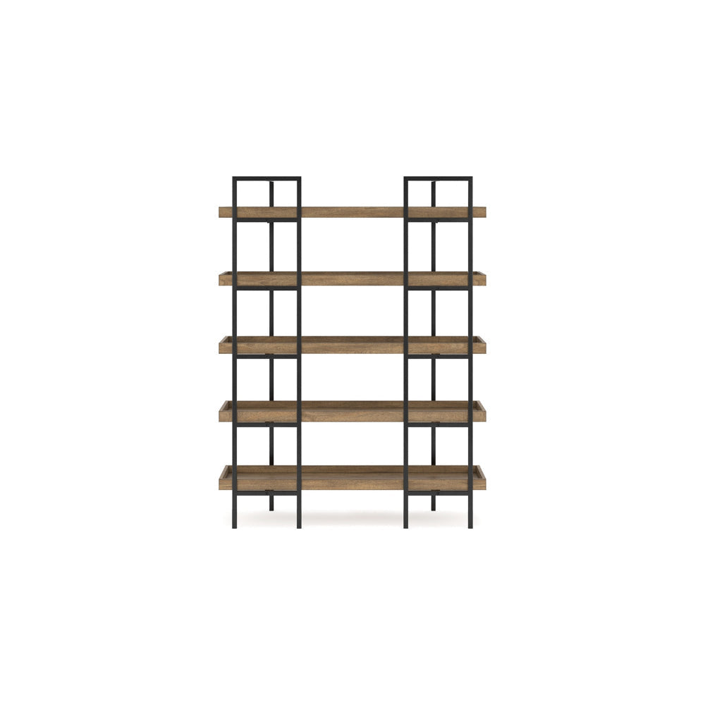 Ashley Tey Bookcase | 5 Display Shelves | Brown Mango Wood | Gray Metal Frame BM328119