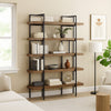 Ashley Tey Bookcase | 5 Display Shelves | Brown Mango Wood | Gray Metal Frame