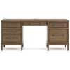 Ashley Rohan Home Office Desk with USB | 6 Drawers | 68’’ Brown Oak Wood BM328126