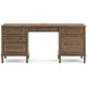 Ashley Rohan Home Office Desk with USB | 6 Drawers | 68’’ Brown Oak Wood BM328126