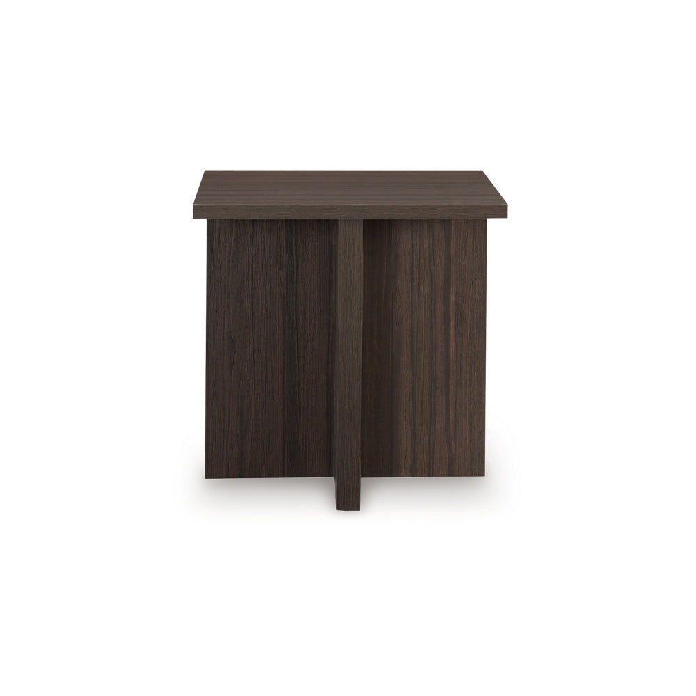 Ashley Zeny 2pc Coffee and Side Table Set | Geometric Cross Base Dark Brown BM328132