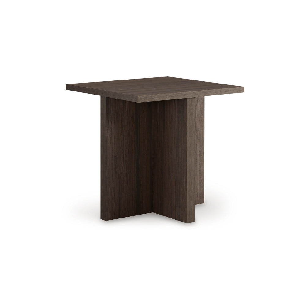 Ashley Zeny 2pc Coffee and Side Table Set | Geometric Cross Base Dark Brown BM328132