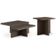 Ashley Zeny 2pc Coffee and Side Table Set | Geometric Cross Base Dark Brown
