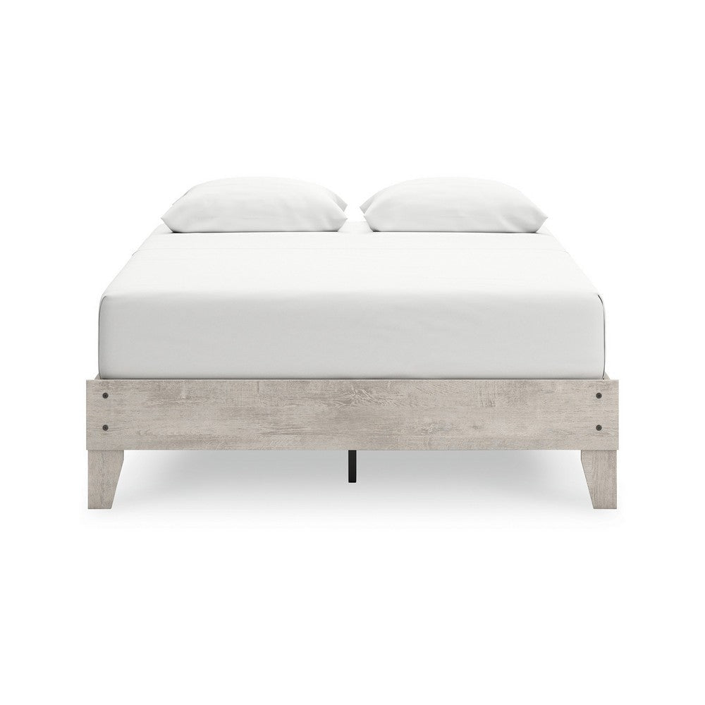 Ashley Shawn Queen Minimalist Platform Bed | Light Gray Wood Low Profile BM328134