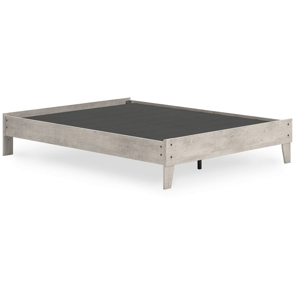 Ashley Shawn Queen Minimalist Platform Bed | Light Gray Wood Low Profile BM328134