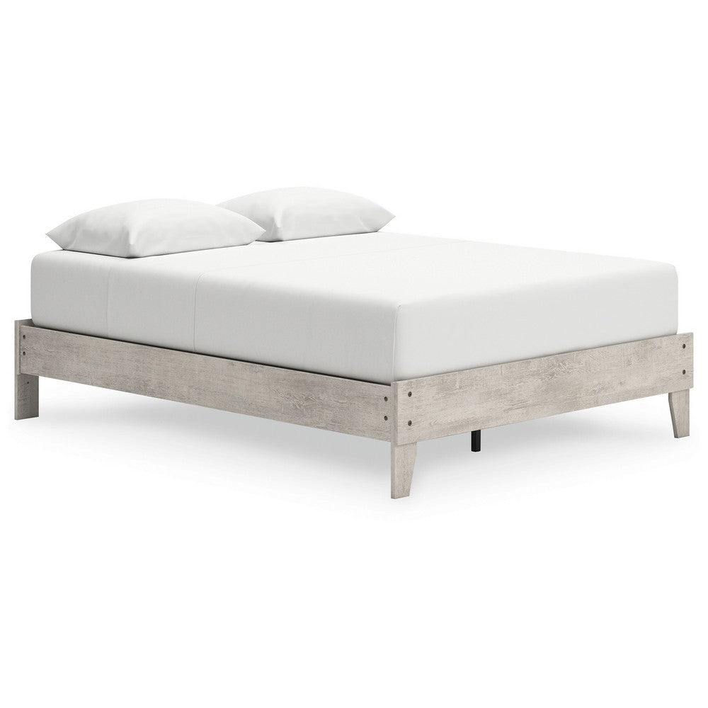 Ashley Shawn Queen Minimalist Platform Bed | Light Gray Wood Low Profile BM328134